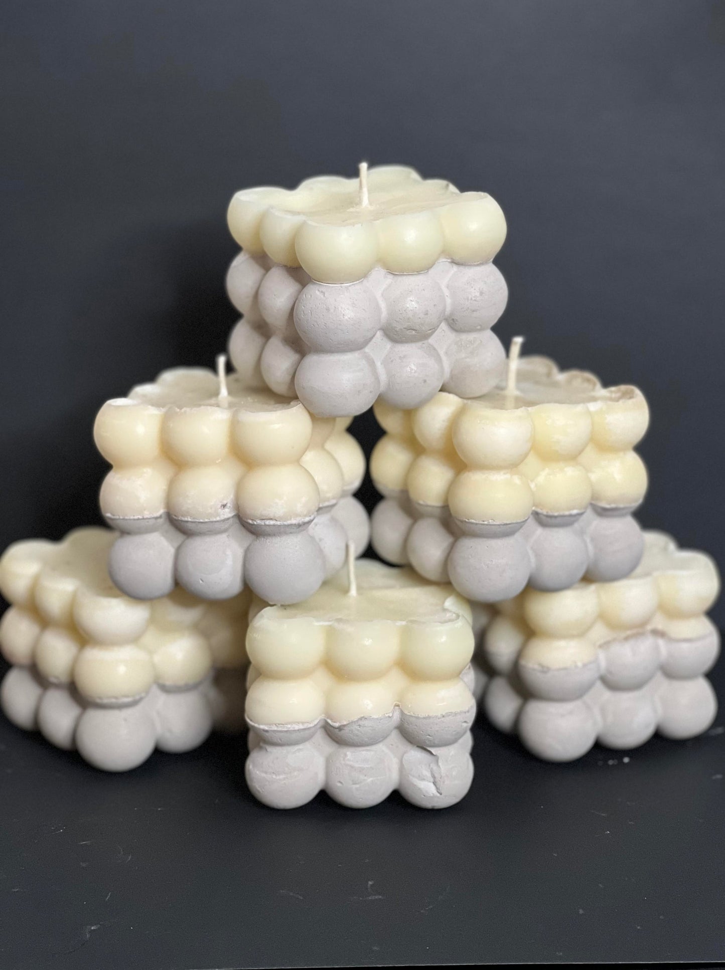 Concrete Base Bubble Candle Natural Soy Wax