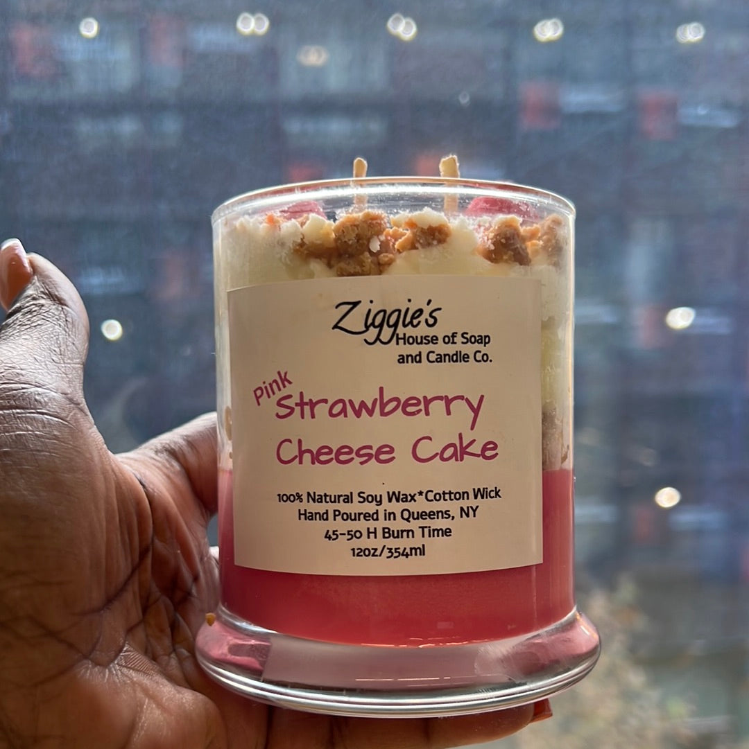 Pink Strawberry Cheese Cake Soy Wax Candle