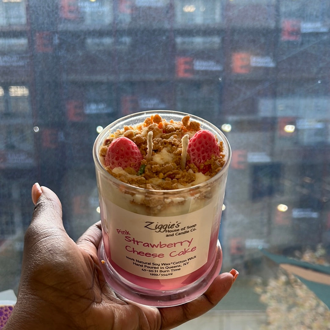 Pink Strawberry Cheese Cake Soy Wax Candle